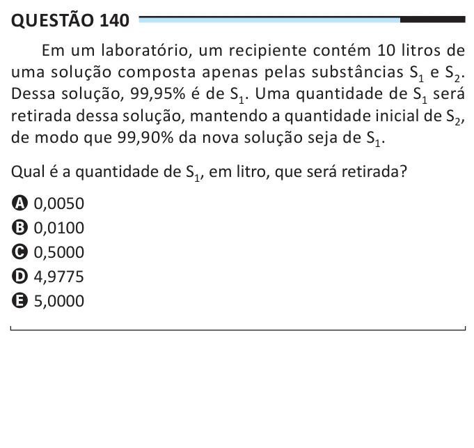 ENEM 2025 · Questão 140: enunciado e alternativas da prova oficial